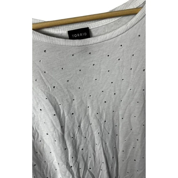 Torrid Sequin Crew Neck Tee White Plus Size 2X Cotton Modal Soft Women’s - Picture 7 of 9
